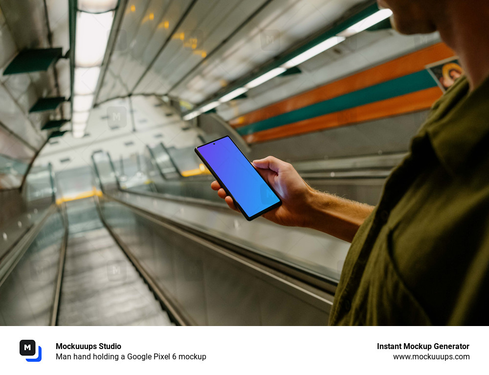 Man hand holding a Google Pixel 6 mockup