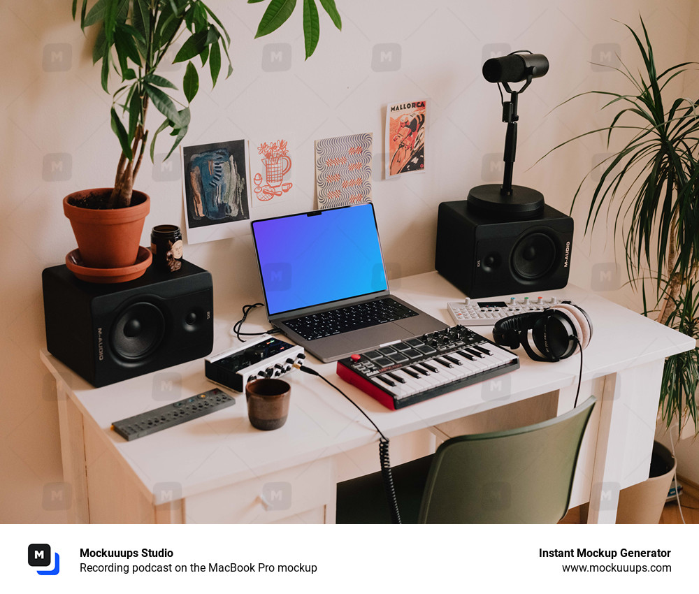Recording podcast on the MacBook Pro mockup