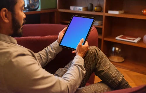 Cozy office setting with a iPad mockup
