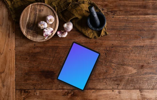 Culinary-inspired flatlay iPad mockup