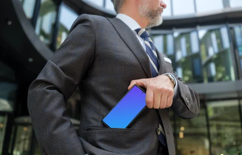 Google Pixel 6 mockup in businessman’s hand