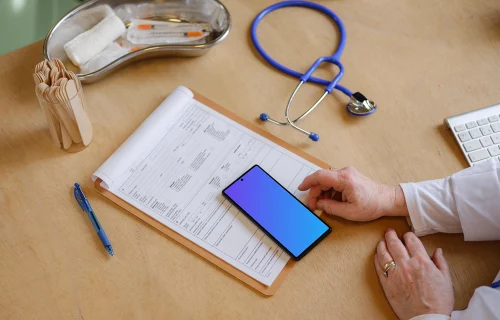 Google Pixel 6 mockup on the medical report