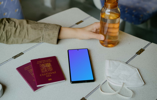 Google Pixel 6 mockup with passports