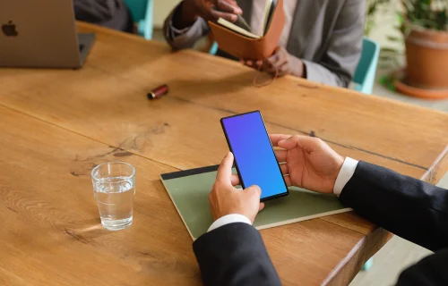 Google Pixel mockup in business environment