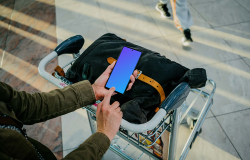 Hand typing on a Google Pixel mockup