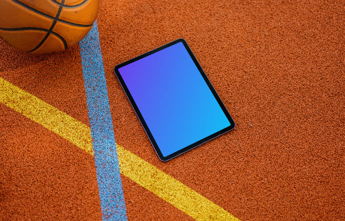 iPad Air mockup on basketball playground