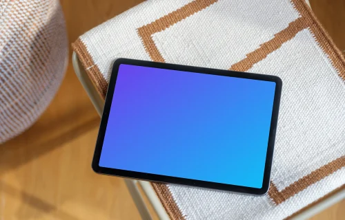 iPad Air mockup on cozy home fabric