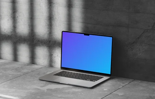 MacBook Air mockup on a concrete surface