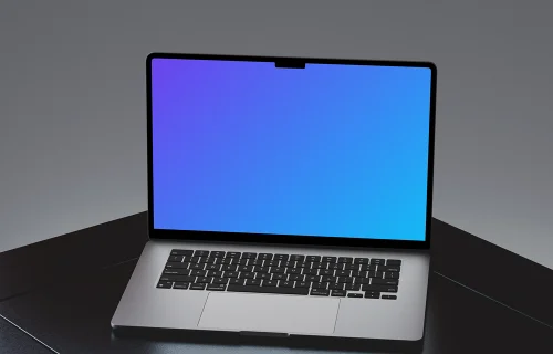 MacBook Air mockup on a modern dark surface