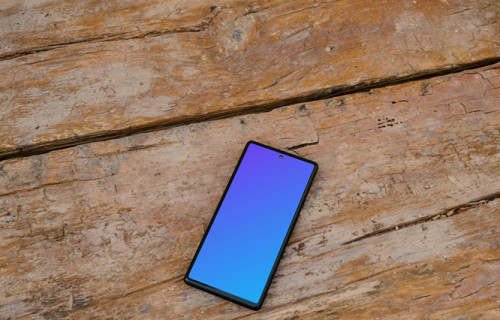 Pixel 6 mockup on an old wooden table