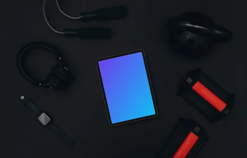 Tablet mockup in the gym