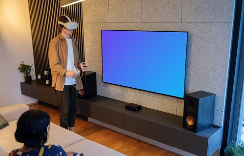 TV mockup in modern gaming setup