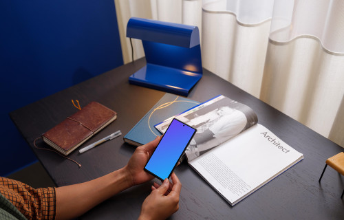 Woman holding a Google Pixel 6 mockup
