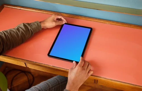 Modern office setting and iPad mockup
