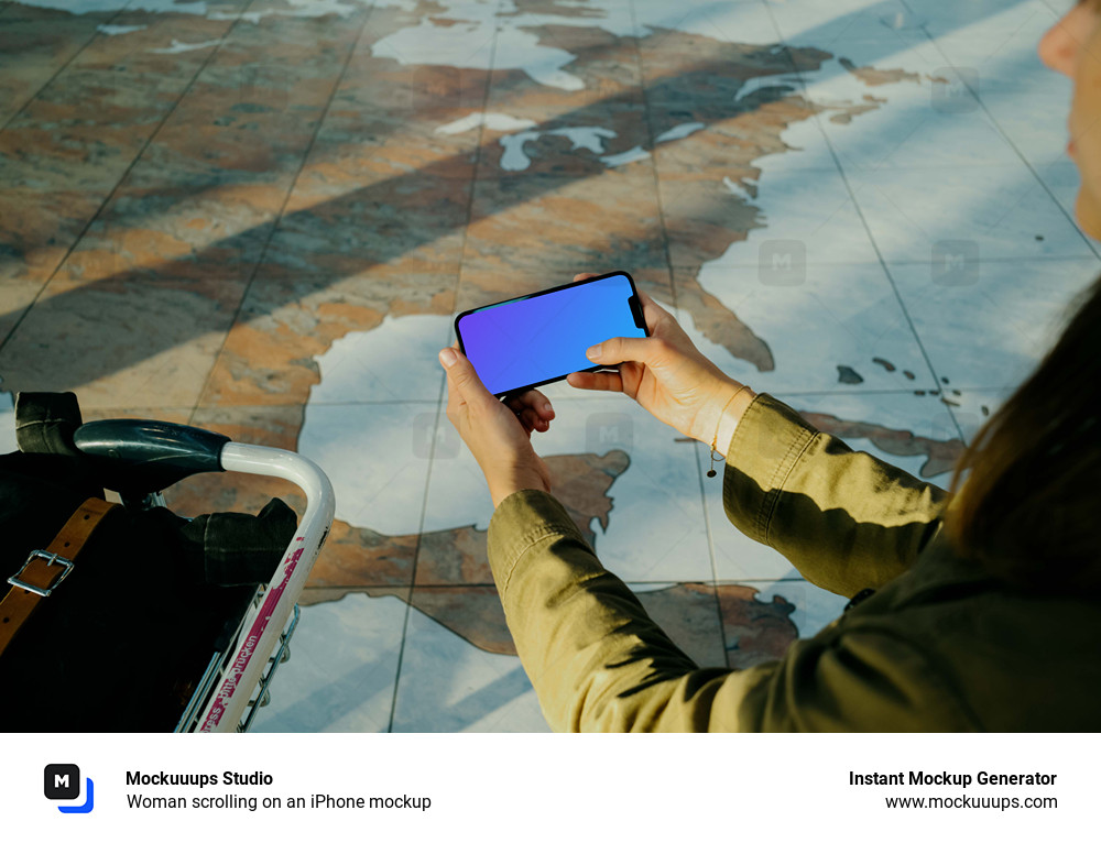 Woman scrolling on an iPhone mockup