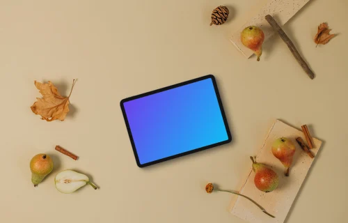 Autumn scene with landscape tablet mockup