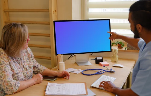 Doctor shows on the screen of the Apple Studio Display