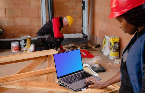 MacBook Pro in the construction area