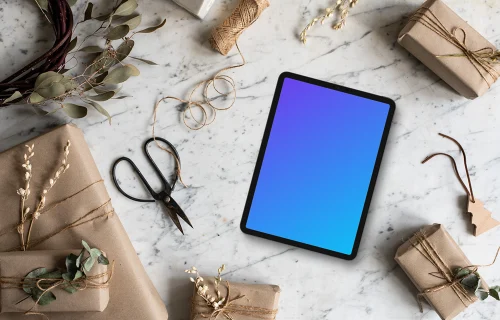 Tablet mockup with christmas design