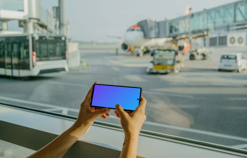 Woman typing on a Google Pixel mockup