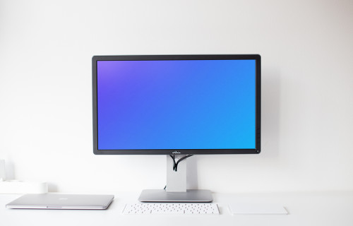 Front view of a display mockup on the table