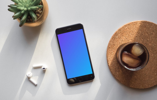 iPhone 6 Space Gray mockup on white table