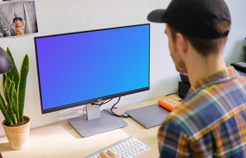 Man working on Dell display mockup