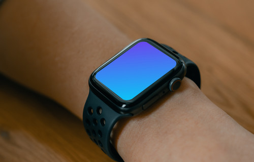 Black Apple watch mockup worn firmly