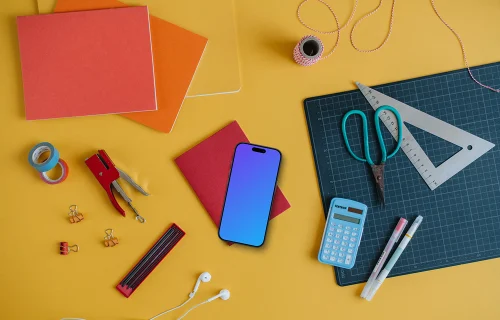 Education style of smartphone mockup with school elements