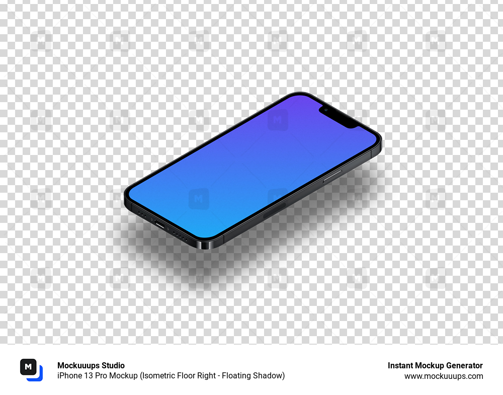 iPhone 13 Pro Mockup (Isometric Floor Right - Floating Shadow)