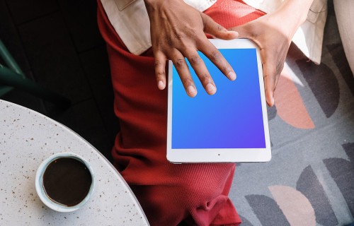 iPad Mini mockup close up in a ladies hand