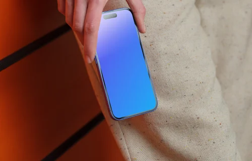 iPhone 16 mockup in a casual setting