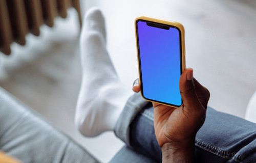 iPhone mockup in selfie position