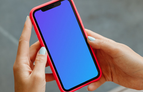 iPhone 12 mockup with red case