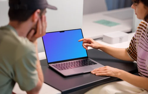 MacBook Pro 14 mockup in female hands